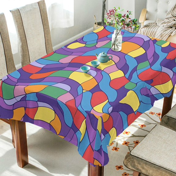 Yayeee Tablecloths 60" x 108" Rectangle Wrinkle Resistant Party Table Cover, Yellow Wavy Plaid