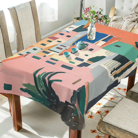 Yayeee Tablecloths 60" x 120" Rectangle Wrinkle Resistant Party Table Cover, Art City