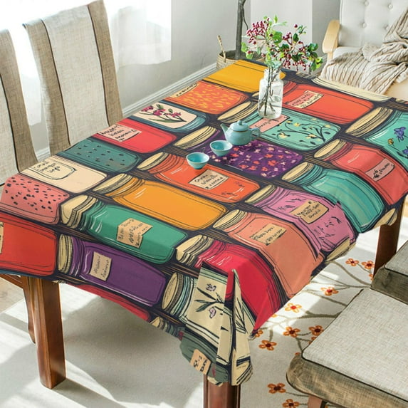 Yayeee Tablecloths 60" x 120" Rectangle Wrinkle Resistant Party Table Cover, Beige Jar