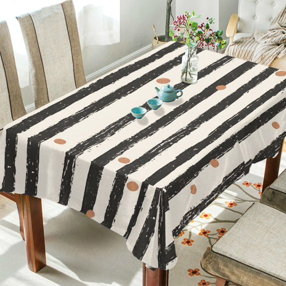 Yayeee Tablecloths 60" x 120" Rectangle Wrinkle Resistant Party Table Cover, Black Stripes