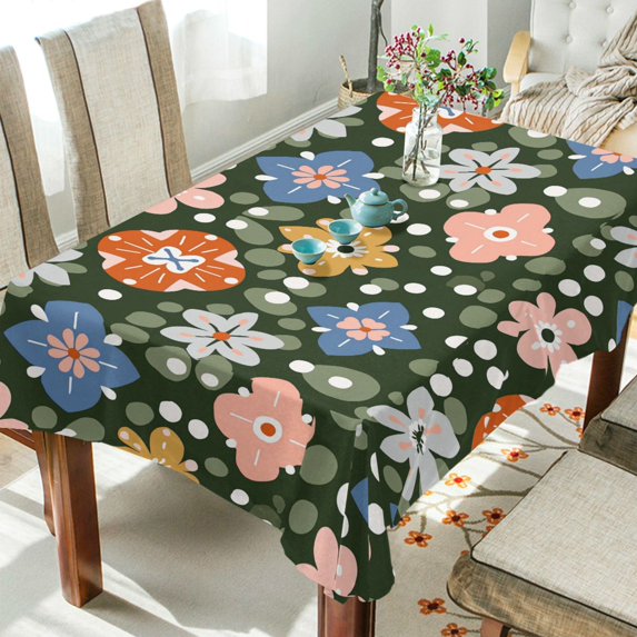 Yayeee Tablecloths 60" x 120" Rectangle Wrinkle Resistant Party Table Cover, Blue Geometric Flowers