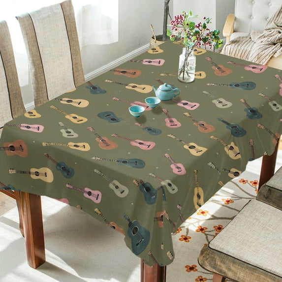 Yayeee Tablecloths 60" x 120" Rectangle Wrinkle Resistant Party Table Cover, Cartoon Guitar Pattern