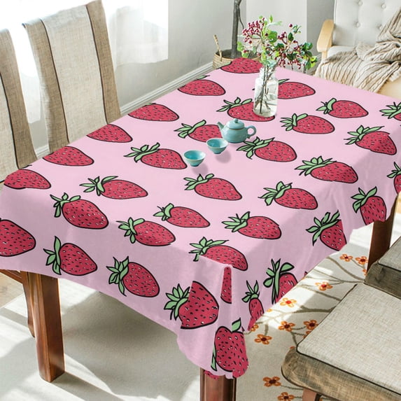 Yayeee Tablecloths 60" x 120" Rectangle Wrinkle Resistant Party Table Cover, Cartoon Strawberry