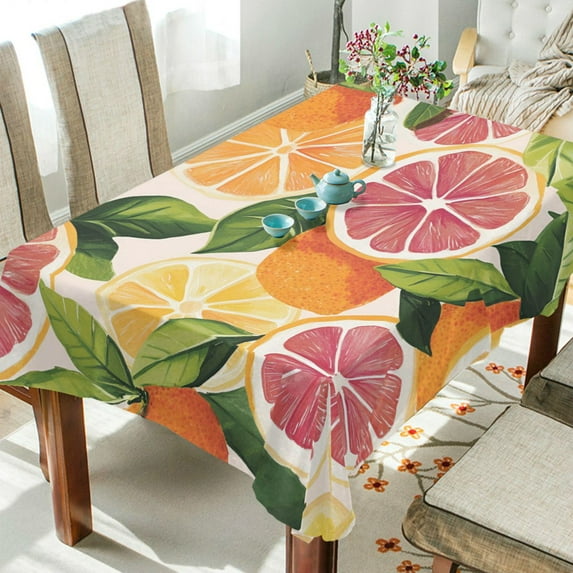 Yayeee Tablecloths 60" x 120" Rectangle Wrinkle Resistant Party Table Cover, Citrus Leaves