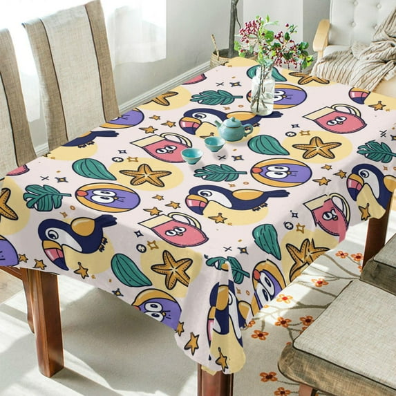 Yayeee Tablecloths 60" x 120" Rectangle Wrinkle Resistant Party Table Cover, Cute Cartoon Pattern