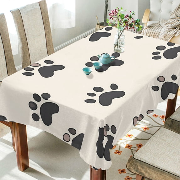 Yayeee Tablecloths 60" x 120" Rectangle Wrinkle Resistant Party Table Cover, Cute Cat Paw