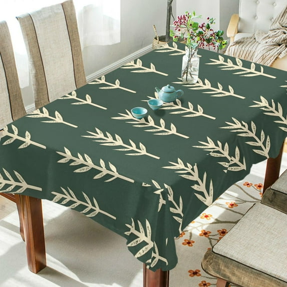 Yayeee Tablecloths 60" x 120" Rectangle Wrinkle Resistant Party Table Cover, Dark Green Leaves