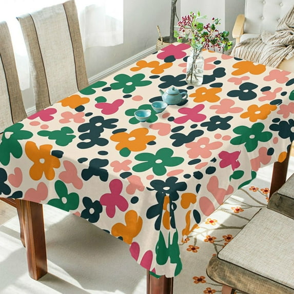 Yayeee Tablecloths 60" x 120" Rectangle Wrinkle Resistant Party Table Cover, Floral Blooms