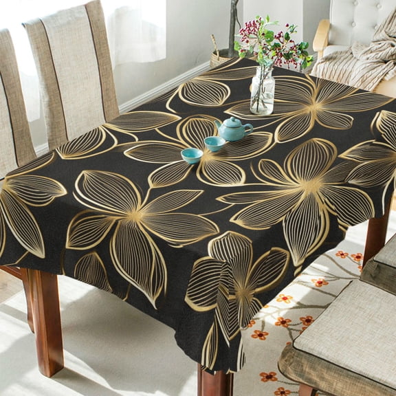 Yayeee Tablecloths 60" x 120" Rectangle Wrinkle Resistant Party Table Cover, Golden Elegance