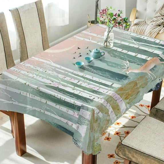 Yayeee Tablecloths 60" x 120" Rectangle Wrinkle Resistant Party Table Cover, Green Deer
