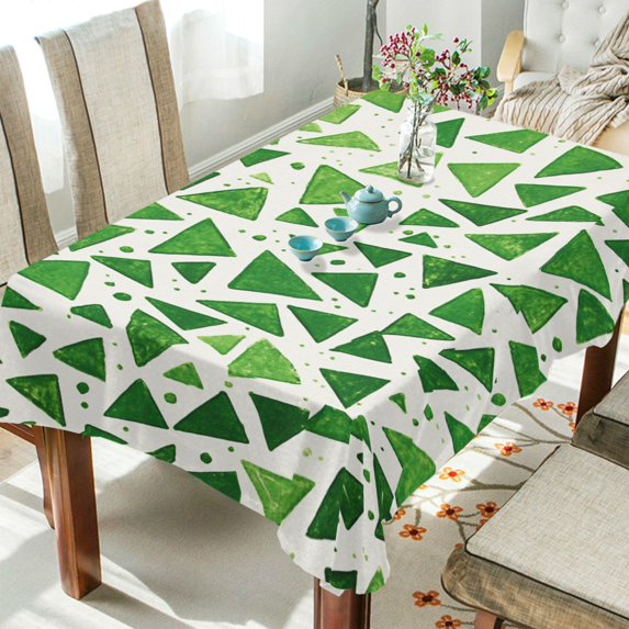 Yayeee Tablecloths 60" x 120" Rectangle Wrinkle Resistant Party Table Cover, Green Dot Triangles Pattern
