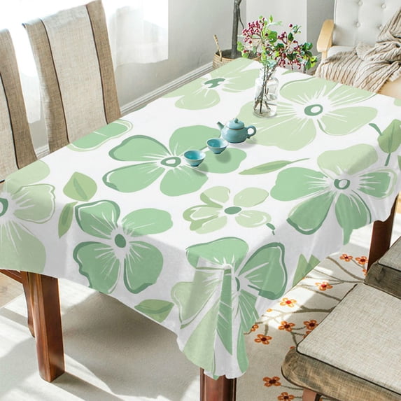 Yayeee Tablecloths 60" x 120" Rectangle Wrinkle Resistant Party Table Cover, Green Floral