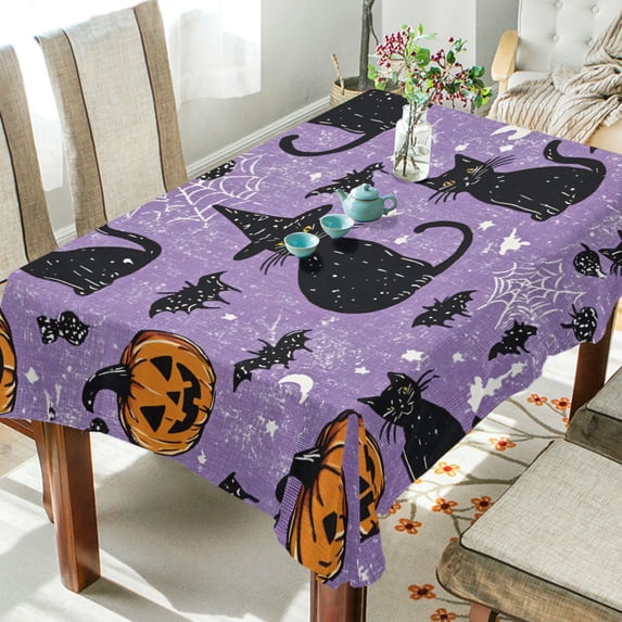 Yayeee Tablecloths 60" x 120" Rectangle Wrinkle Resistant Party Table Cover, Halloween Cats