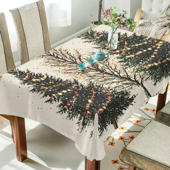 Yayeee Tablecloths 60" x 120" Rectangle Wrinkle Resistant Party Table Cover, Hand Drawn Christmas Stars