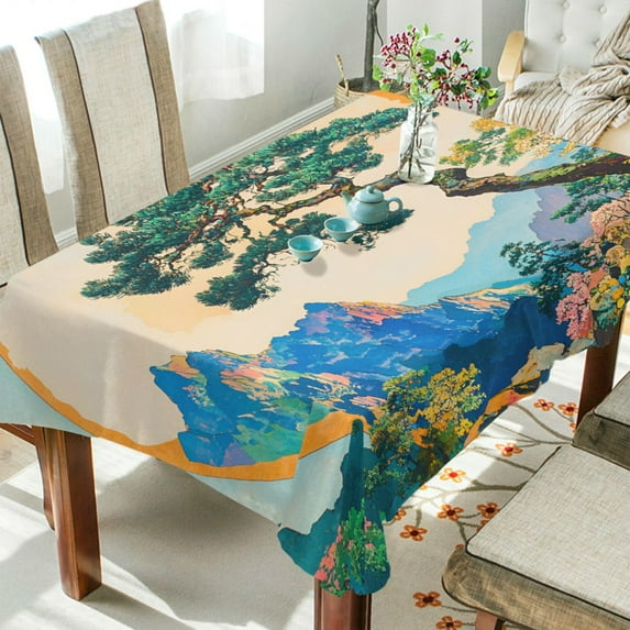 Yayeee Tablecloths 60" x 120" Rectangle Wrinkle Resistant Party Table Cover, Large Pine Tree