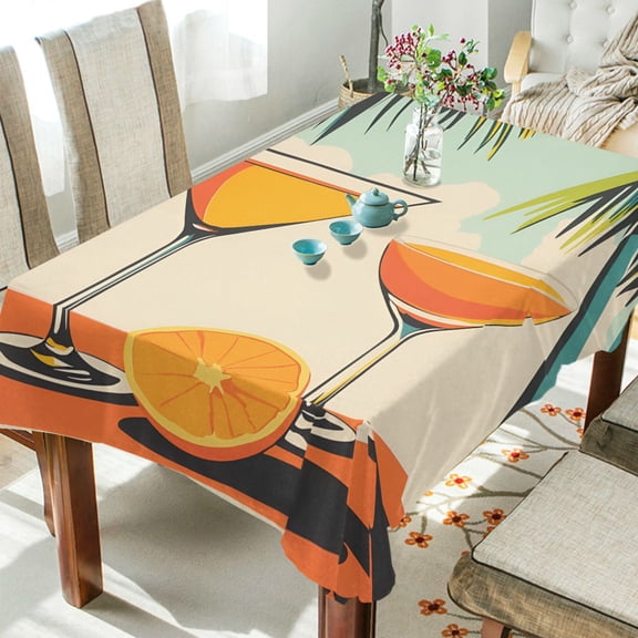 Yayeee Tablecloths 60" x 120" Rectangle Wrinkle Resistant Party Table Cover, Mid Century Glasses