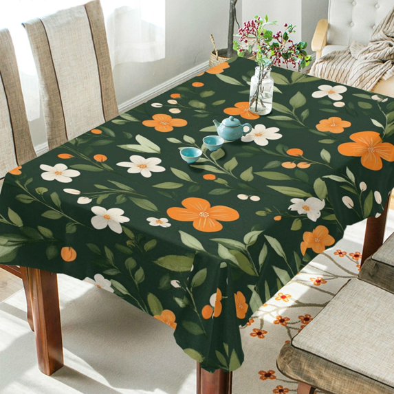 Yayeee Tablecloths 60" x 120" Rectangle Wrinkle Resistant Party Table Cover, Orange Flowers