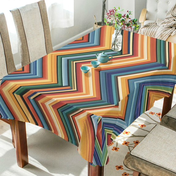 Yayeee Tablecloths 60" x 120" Rectangle Wrinkle Resistant Party Table Cover, Orange Geometric
