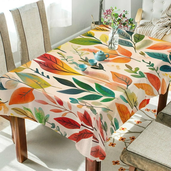Yayeee Tablecloths 60" x 120" Rectangle Wrinkle Resistant Party Table Cover, Orange Leaves