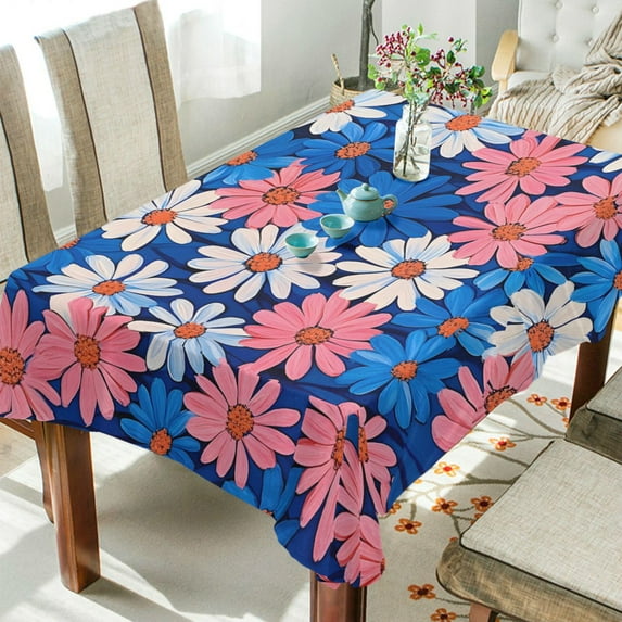 Yayeee Tablecloths 60" x 120" Rectangle Wrinkle Resistant Party Table Cover, Pink Flowers Pattern