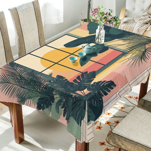 Yayeee Tablecloths 60" x 120" Rectangle Wrinkle Resistant Party Table Cover, Pink Sunset