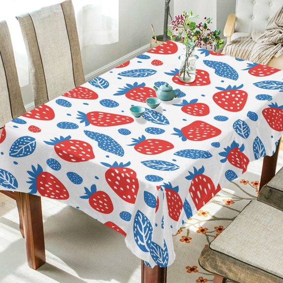 Yayeee Tablecloths 60" x 120" Rectangle Wrinkle Resistant Party Table Cover, Playful Strawberries