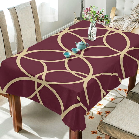 Yayeee Tablecloths 60" x 120" Rectangle Wrinkle Resistant Party Table Cover, Red Circles
