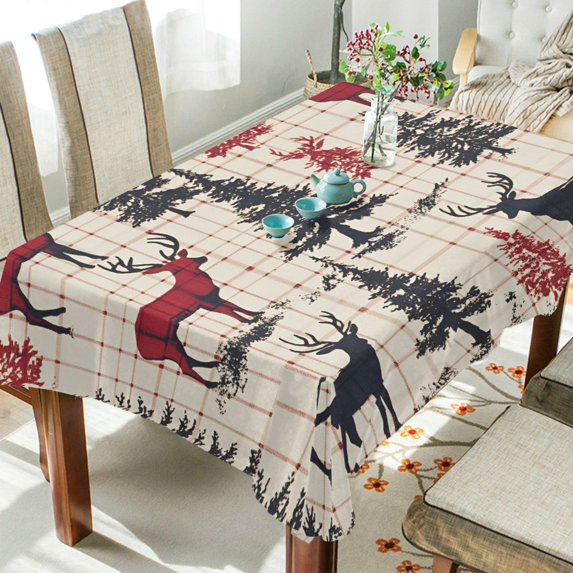 Yayeee Tablecloths 60" x 120" Rectangle Wrinkle Resistant Party Table Cover, Red Deer
