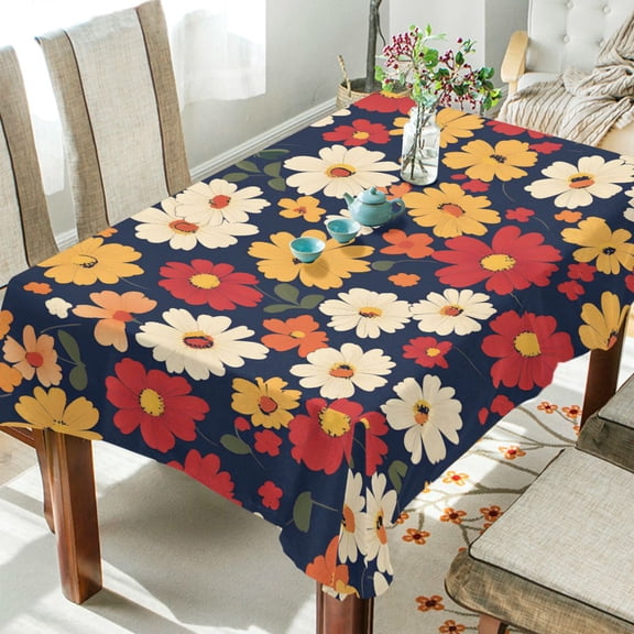 Yayeee Tablecloths 60" x 120" Rectangle Wrinkle Resistant Party Table Cover, Red Floral