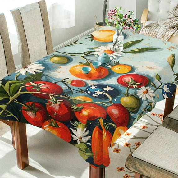Yayeee Tablecloths 60" x 120" Rectangle Wrinkle Resistant Party Table Cover, Red Tomatoes