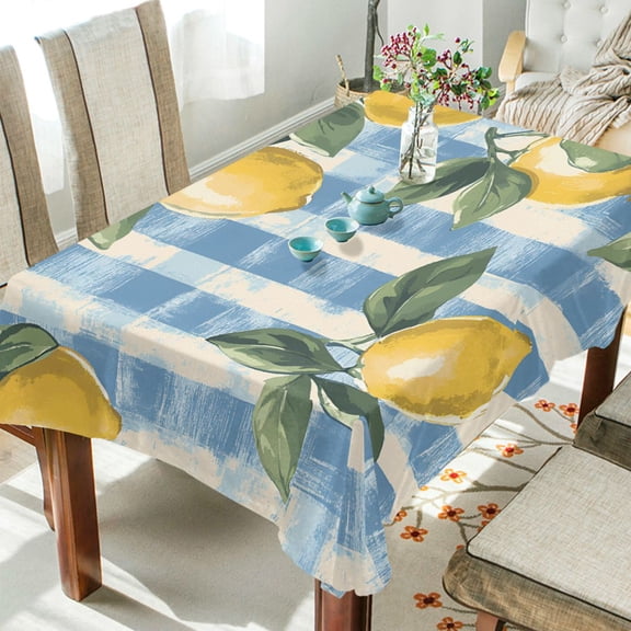 Yayeee Tablecloths 60" x 120" Rectangle Wrinkle Resistant Party Table Cover, Retro Lemon Leaves
