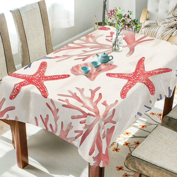 Yayeee Tablecloths 60" x 120" Rectangle Wrinkle Resistant Party Table Cover, Starfish Seashell