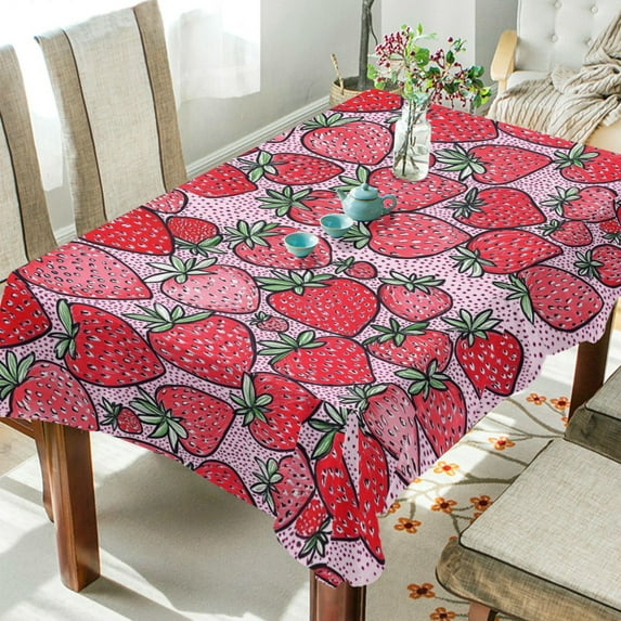 Yayeee Tablecloths 60" x 120" Rectangle Wrinkle Resistant Party Table Cover, Sweet Strawberry