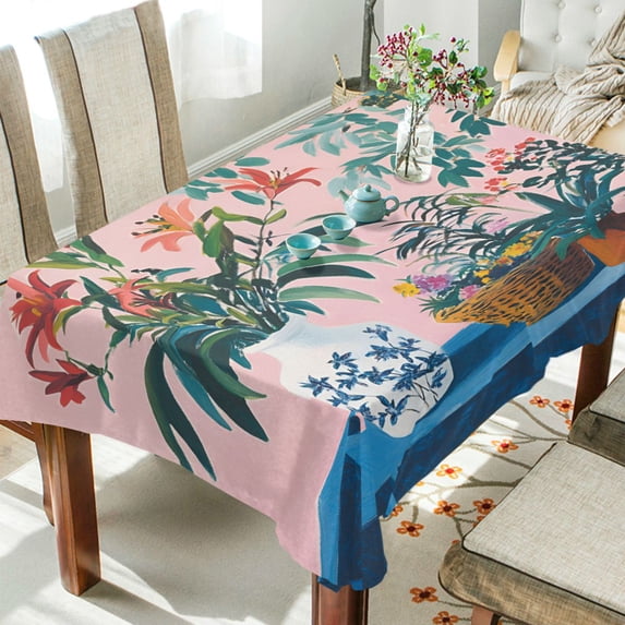 Yayeee Tablecloths 60" x 120" Rectangle Wrinkle Resistant Party Table Cover, Vibrant Flowers