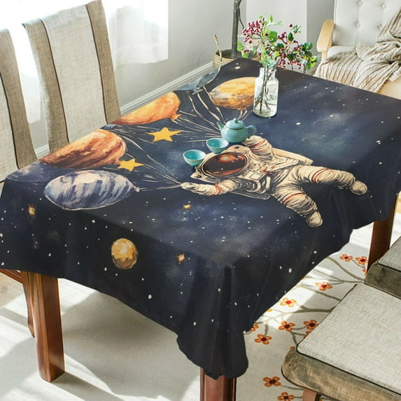 Yayeee Tablecloths 60" x 120" Rectangle Wrinkle Resistant Party Table Cover, Watercolor Astronaut