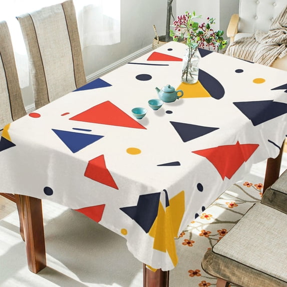 Yayeee Tablecloths 60" x 120" Rectangle Wrinkle Resistant Party Table Cover, White Geometric
