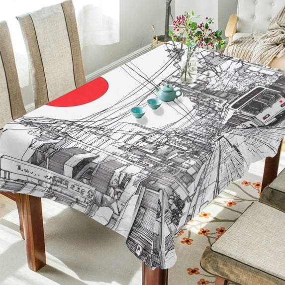Yayeee Tablecloths 60" x 120" Rectangle Wrinkle Resistant Party Table Cover, White Streets