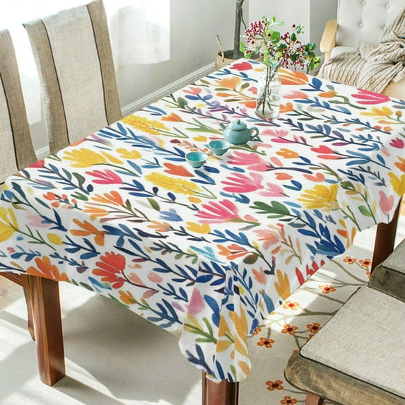 Yayeee Tablecloths 60" x 120" Rectangle Wrinkle Resistant Party Table Cover, Yellow Wildflower Pattern