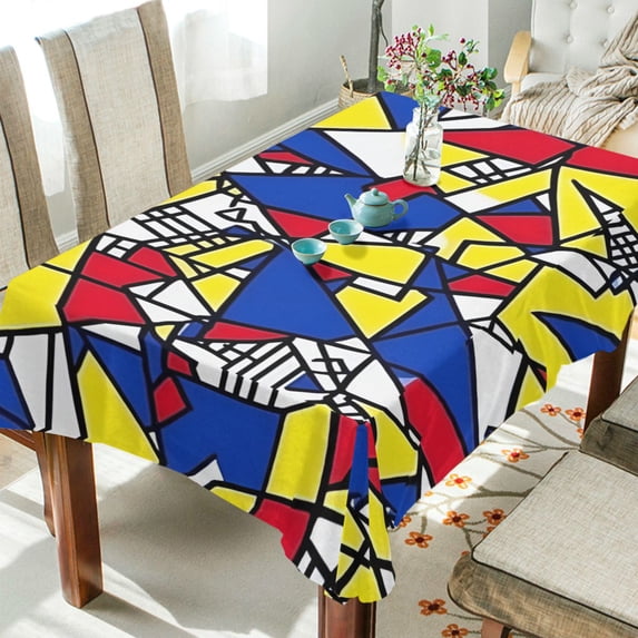 Yayeee Tablecloths 60" x 60" Rectangle Wrinkle Resistant Party Table Cover, Art Triangles