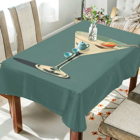 Yayeee Tablecloths 60" x 60" Rectangle Wrinkle Resistant Party Table Cover, Beige Martini