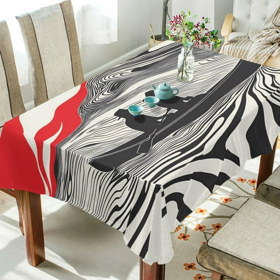 Yayeee Tablecloths 60" x 60" Rectangle Wrinkle Resistant Party Table Cover, Black Illusionary Boat