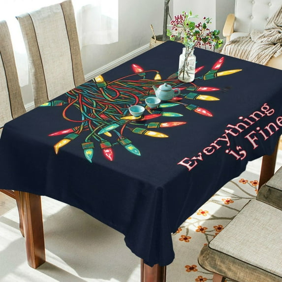 Yayeee Tablecloths 60" x 60" Rectangle Wrinkle Resistant Party Table Cover, Blue Christmas Light