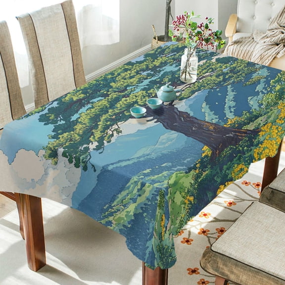 Yayeee Tablecloths 60" x 60" Rectangle Wrinkle Resistant Party Table Cover, Blue Mountain