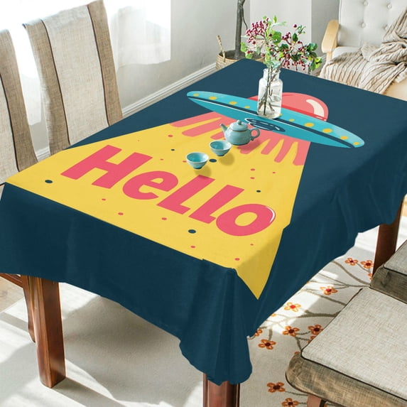Yayeee Tablecloths 60" x 60" Rectangle Wrinkle Resistant Party Table Cover, Blue UFO