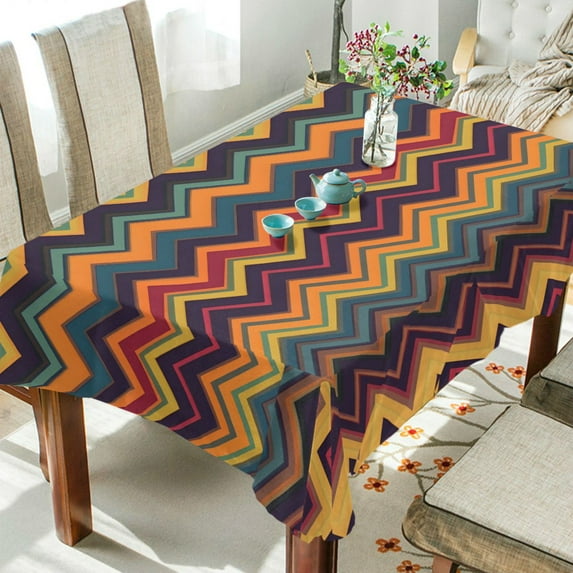 Yayeee Tablecloths 60" x 60" Rectangle Wrinkle Resistant Party Table Cover, Brown Geometric