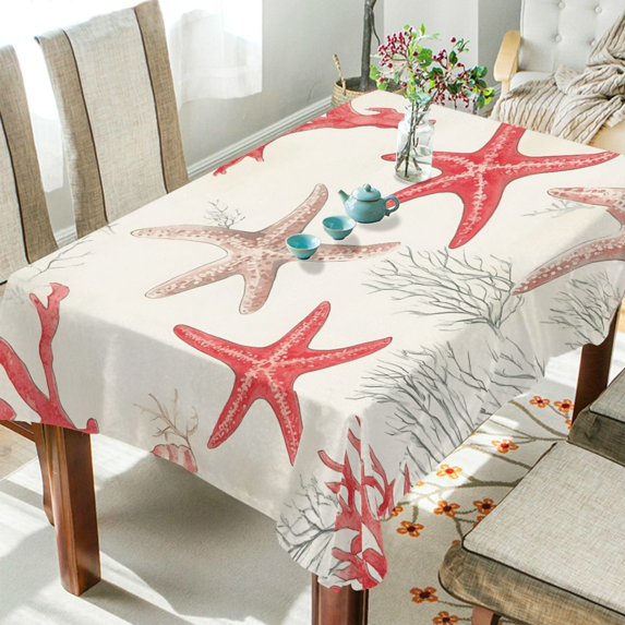 Yayeee Tablecloths 60" x 60" Rectangle Wrinkle Resistant Party Table Cover, Brown Starfish