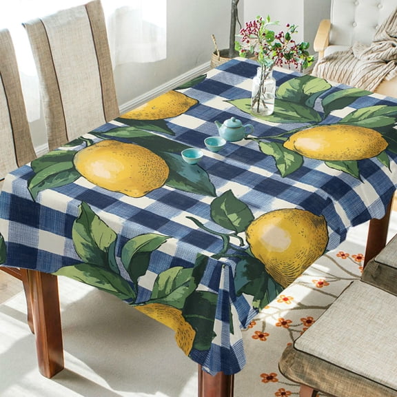 Yayeee Tablecloths 60" x 60" Rectangle Wrinkle Resistant Party Table Cover, Cartoon Beige Lemon
