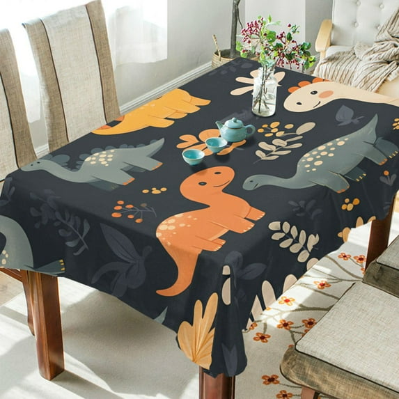 Yayeee Tablecloths 60" x 60" Rectangle Wrinkle Resistant Party Table Cover, Cartoon Dinosaur