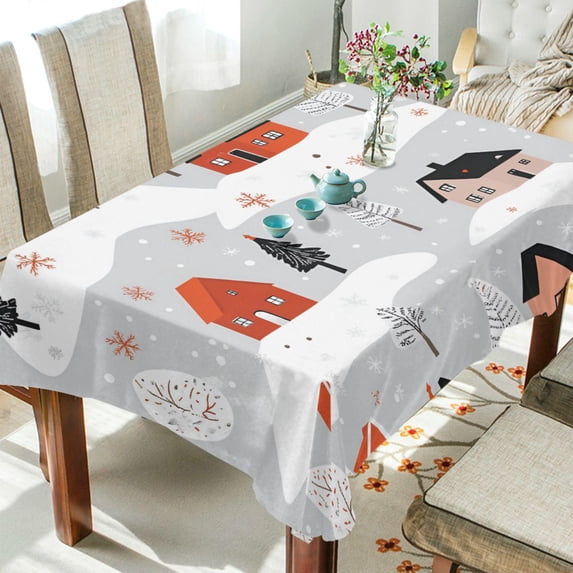 Yayeee Tablecloths 60" x 60" Rectangle Wrinkle Resistant Party Table Cover, Cartoon Red Houses