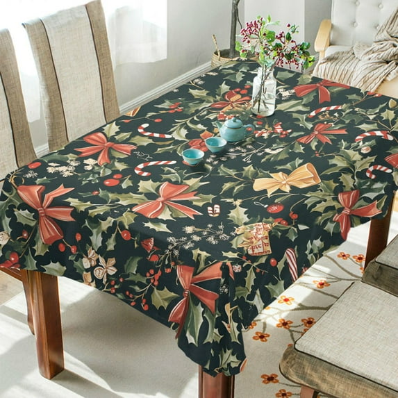 Yayeee Tablecloths 60" x 60" Rectangle Wrinkle Resistant Party Table Cover, Christmas Bows